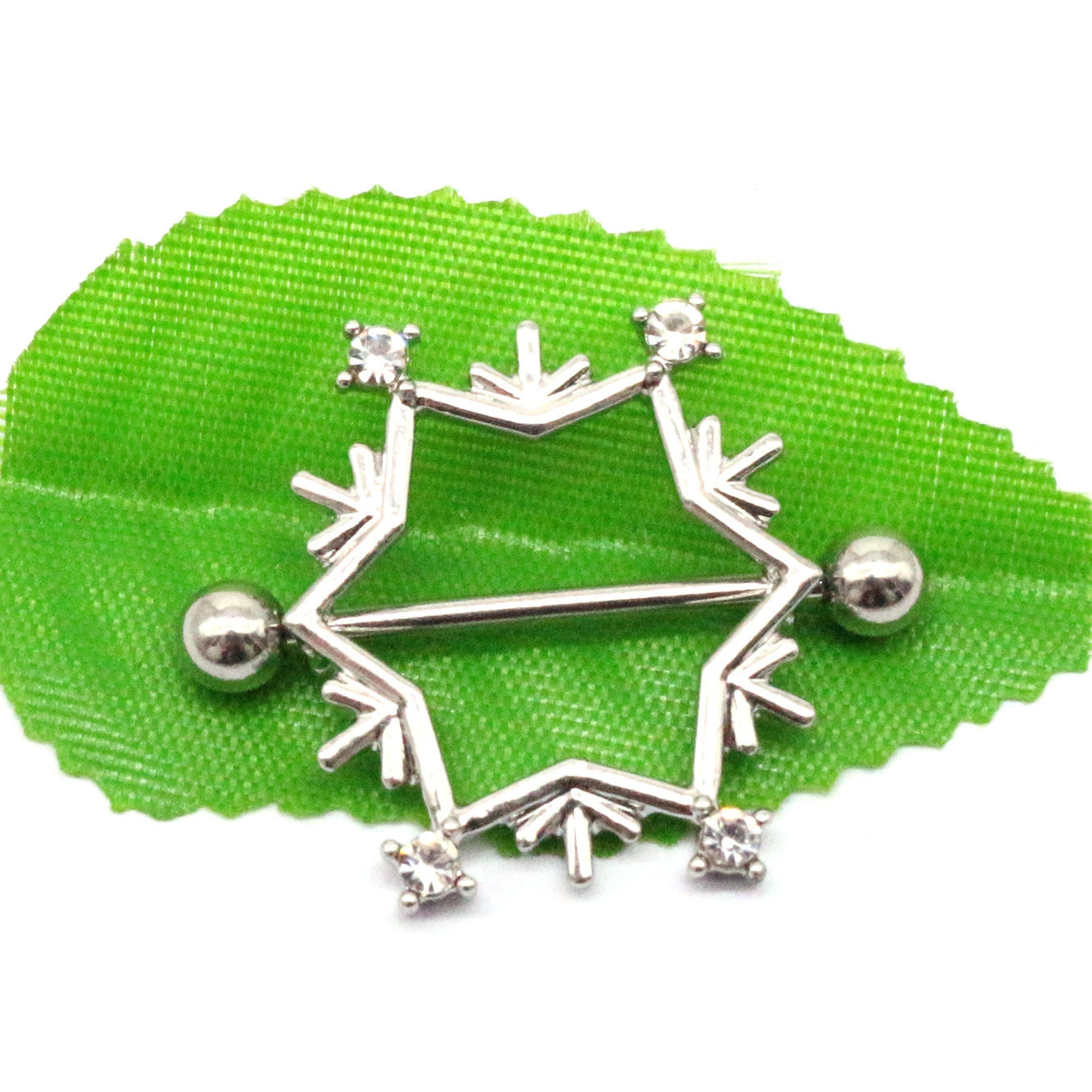 Simple Style Sunflower Snowflake Rhinestone Inlay Stainless Steel Nipple Ring