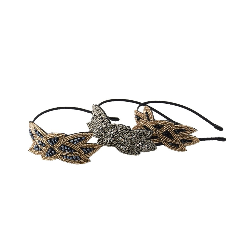 Elegant Crystal Bead Flower Headband - Handmade Fashion Hair Accessory