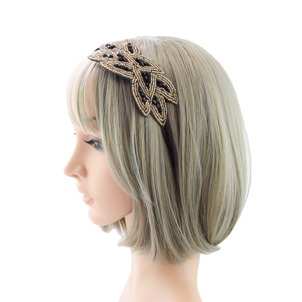 Elegant Crystal Bead Flower Headband - Handmade Fashion Hair Accessory