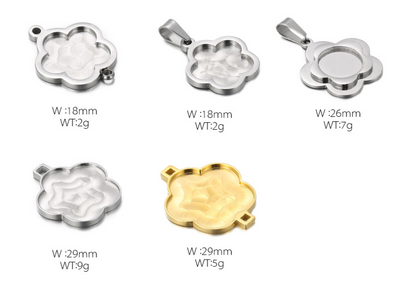 Stainless Steel Flower Pendant with Gemstone Plate Holder - Fashionable and Simple Jewelry Accessories