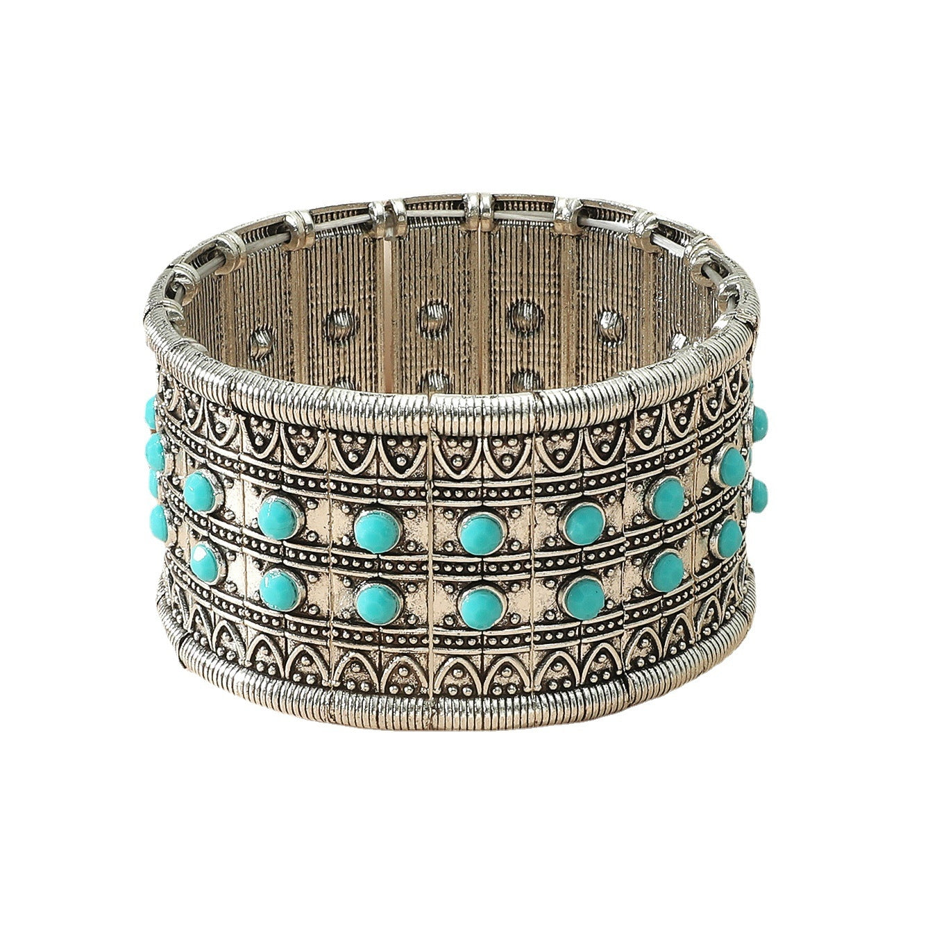 Simple Geometric Turquoise Resin Inlay Women's Bangle Bracelet