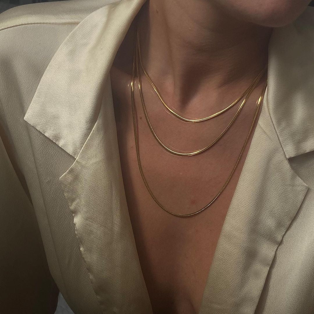 Simple Geometric Layered Alloy Necklace Set for Women