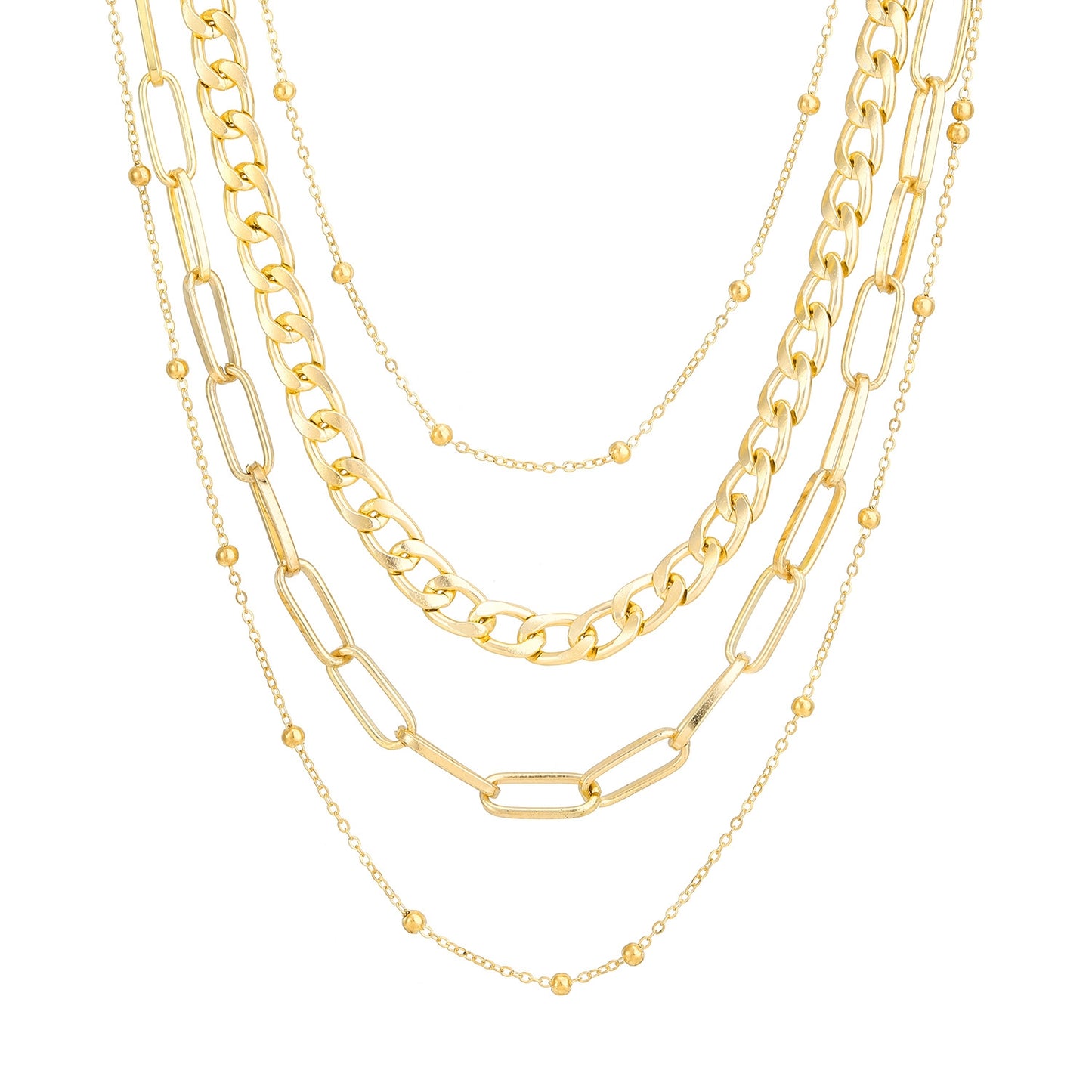 Simple Geometric Multi-Layer Alloy Necklace