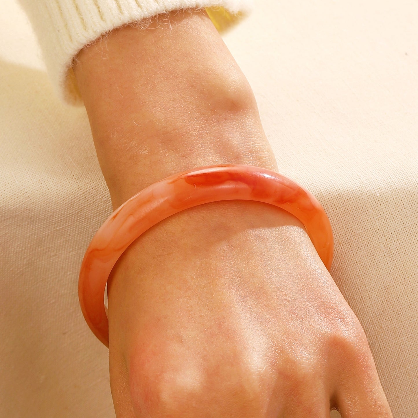 Simple Geometric Marble Pattern Acrylic Women's Bangle Bracelet
