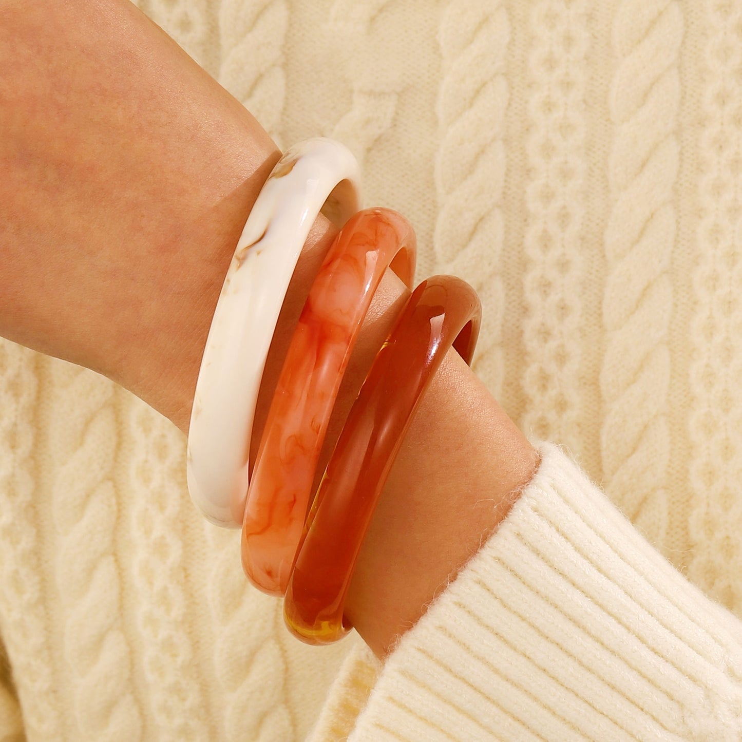 Simple Geometric Marble Pattern Acrylic Women's Bangle Bracelet