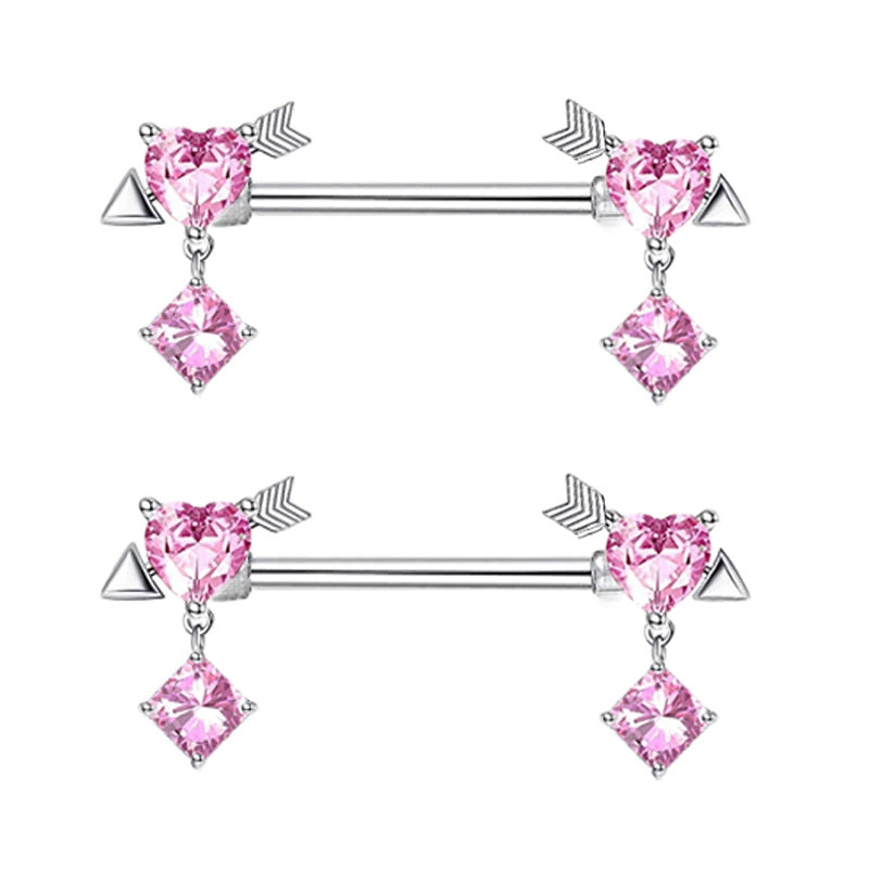 Simple Geometric Butterfly and Heart Wing Stainless Steel Zircon Inlay Jewelry