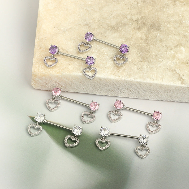 Simple Geometric Butterfly and Heart Wing Stainless Steel Zircon Inlay Jewelry