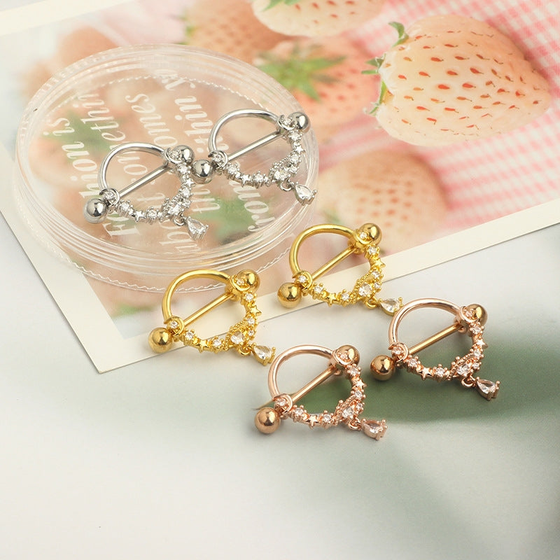 Simple Geometric Butterfly and Heart Wing Stainless Steel Zircon Inlay Jewelry