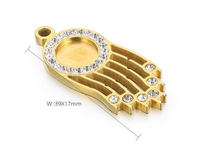 Geometric Stainless Steel Zircon Pendant and Rhinestone Inlay Jewelry Accessories for DIY Necklace and Earrings