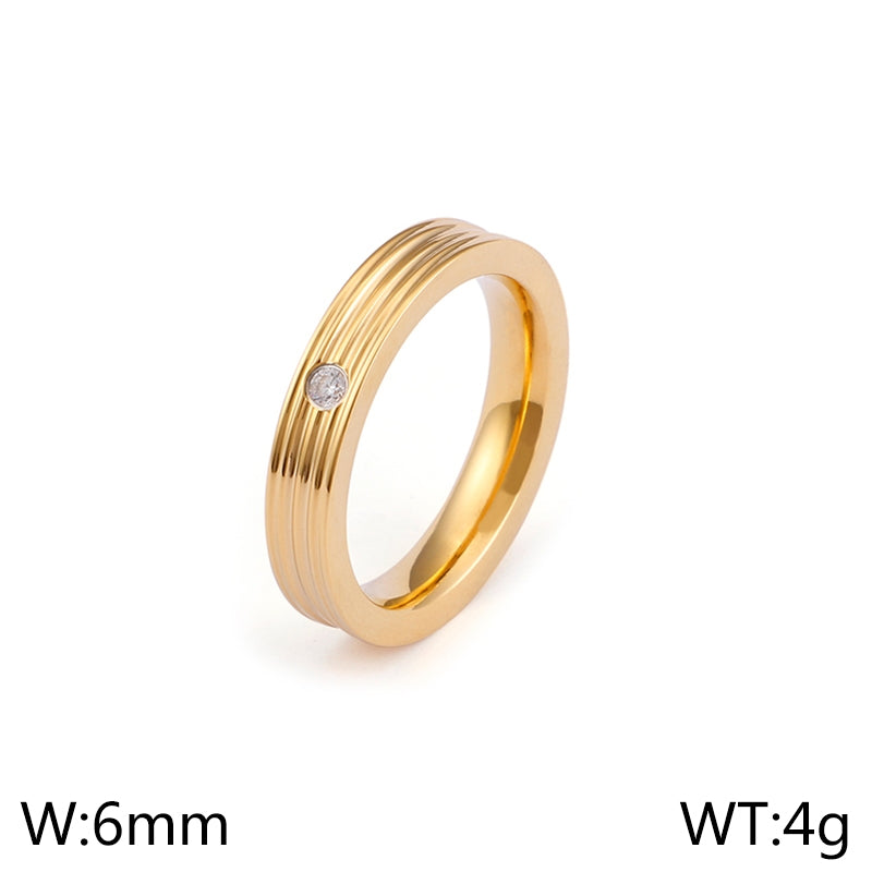 Simple Geometric Titanium Steel Zircon Couple Rings