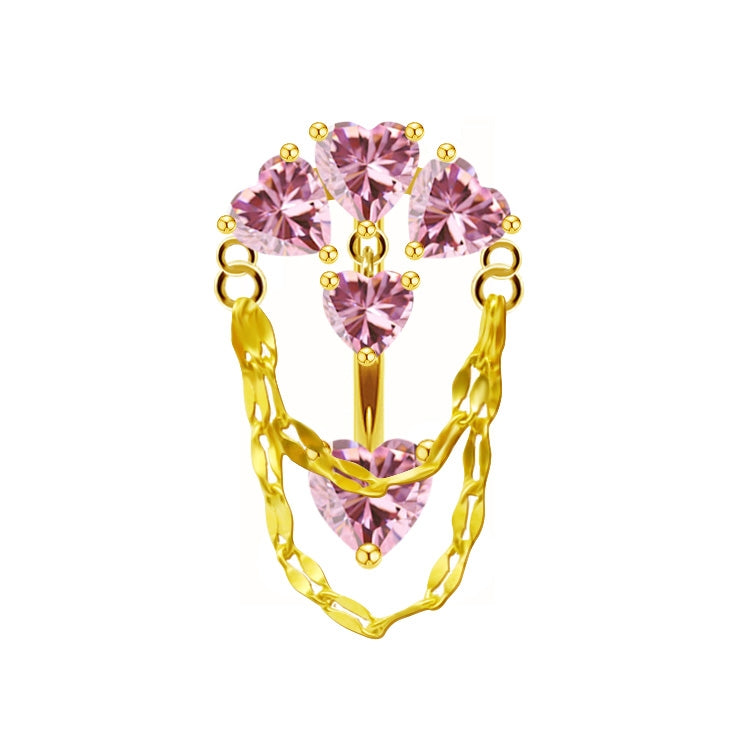 Simple Heart Butterfly Bow Knot Rhinestone Zircon Belly Ring in White and Gold Plated Stainless Steel