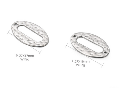 Oval Stainless Steel Jewelry Accessories with Irregular Concave Dot Pattern and Titanium Steel Hardware