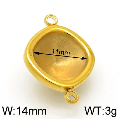 Rhombus Stainless Steel Jewelry Accessories Double Circle DIY Pendant with Gemstone Inlay Base