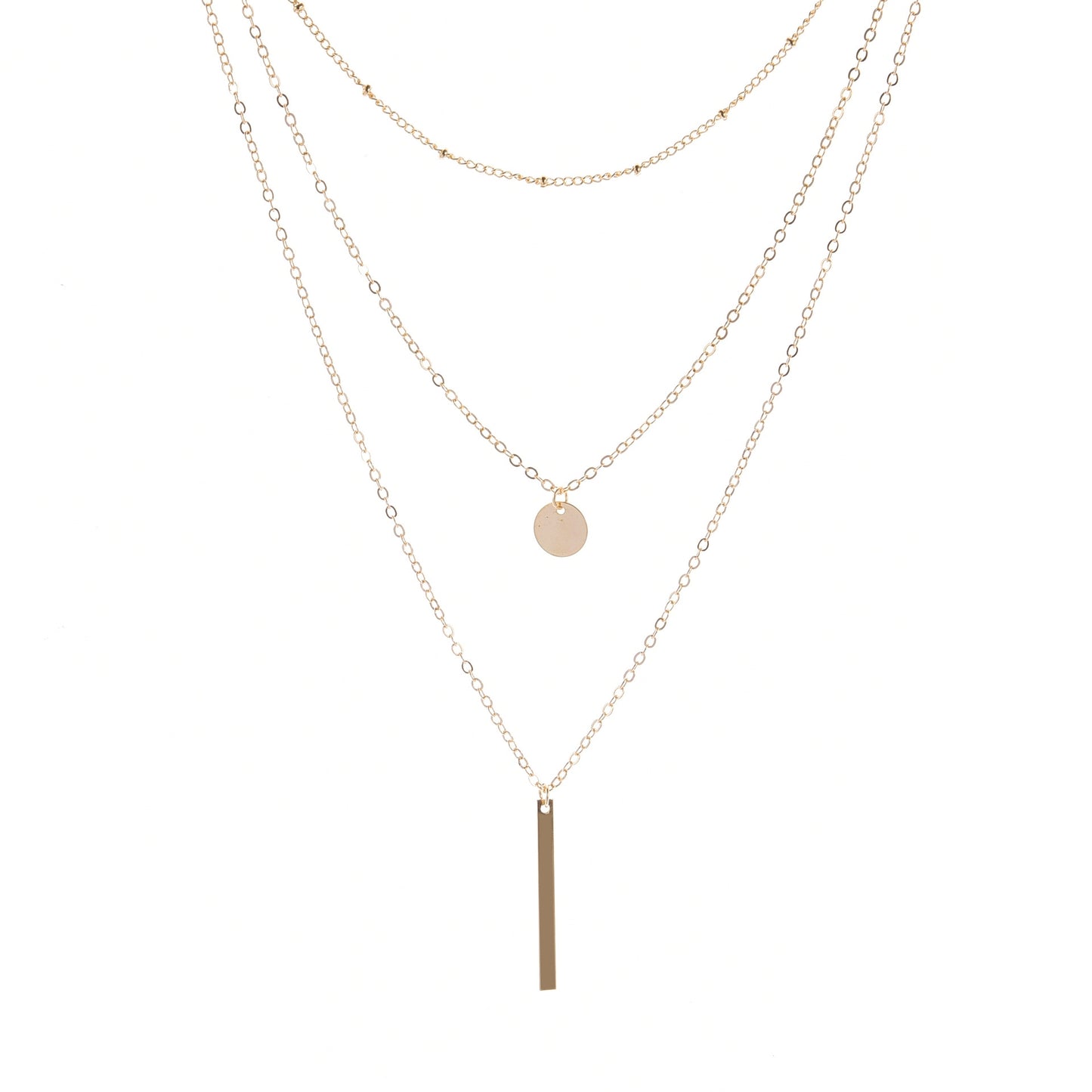 Simple Style Layered Round Pendant Necklace for Women