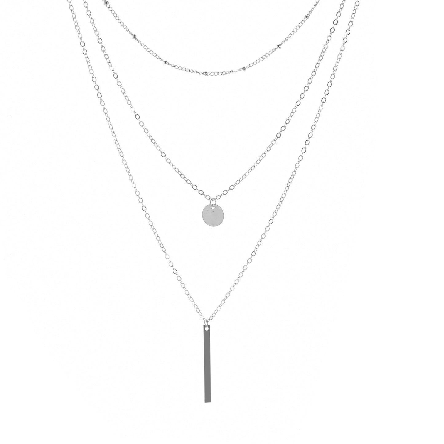 Simple Style Layered Round Pendant Necklace for Women