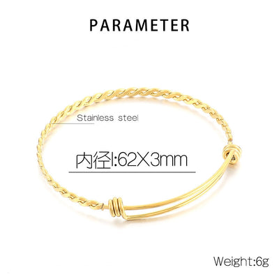 Stainless Steel Adjustable Twist Bangle Bracelet