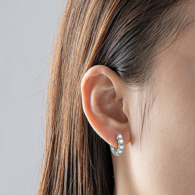 Simple Style Sterling Silver Moissanite Hoop Earrings 2024 Collection