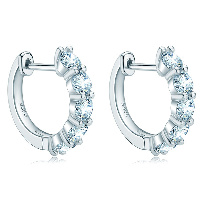 Simple Style Sterling Silver Moissanite Hoop Earrings 2024 Collection