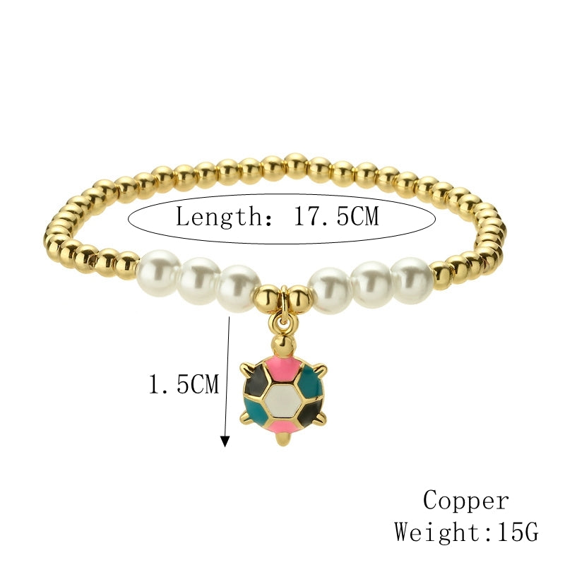 Simple Style Tortoise Imitation Pearl Copper Beach Bracelet Set