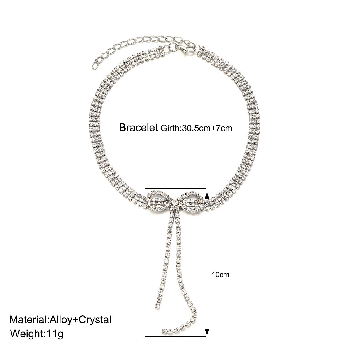 Elegant Rhinestone Bow Tassel Choker Necklace for Women