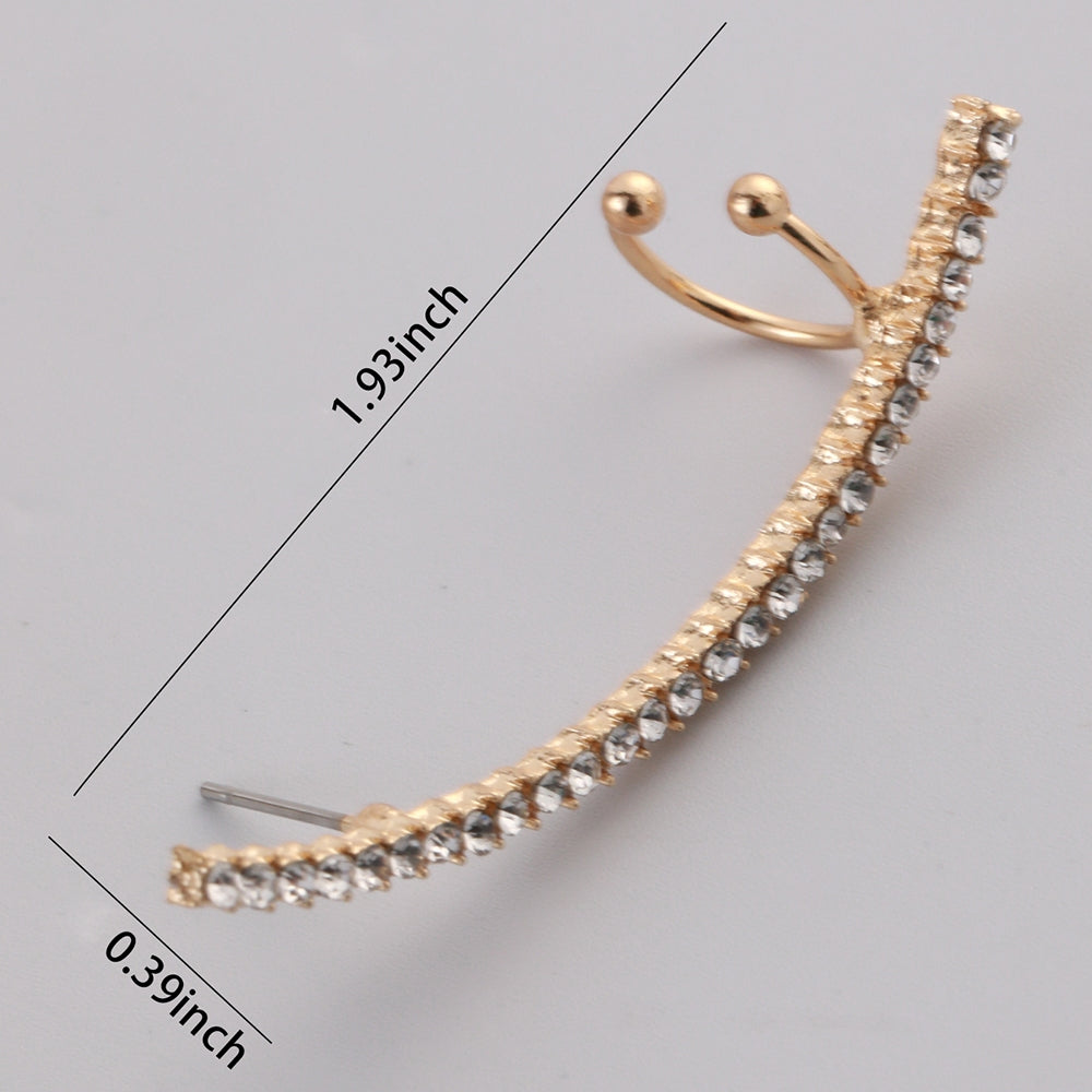 Simple Alloy Rhinestone Crescent Ear Cuffs and Studs for Women