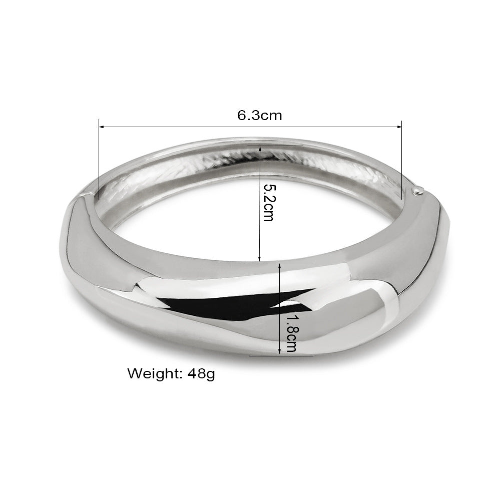 Simple Style Solid Color Alloy Plated Women's Statement Bangle Bracelet