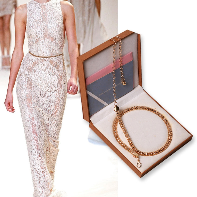 Simple Style Solid Color Metal Chain Belt for Women