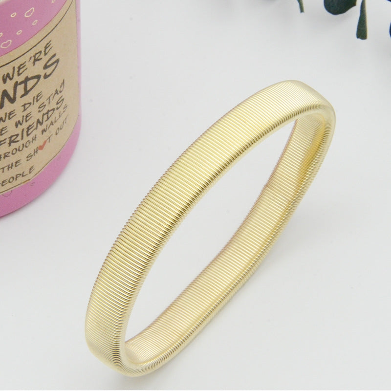 Simple Style Solid Color Metal Spring Bangle Bracelet