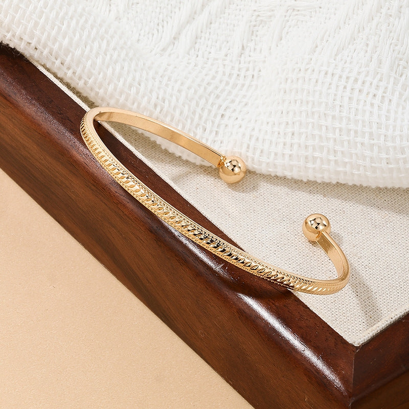 Simple Style Solid Color Open Cuff Bangle Bracelet