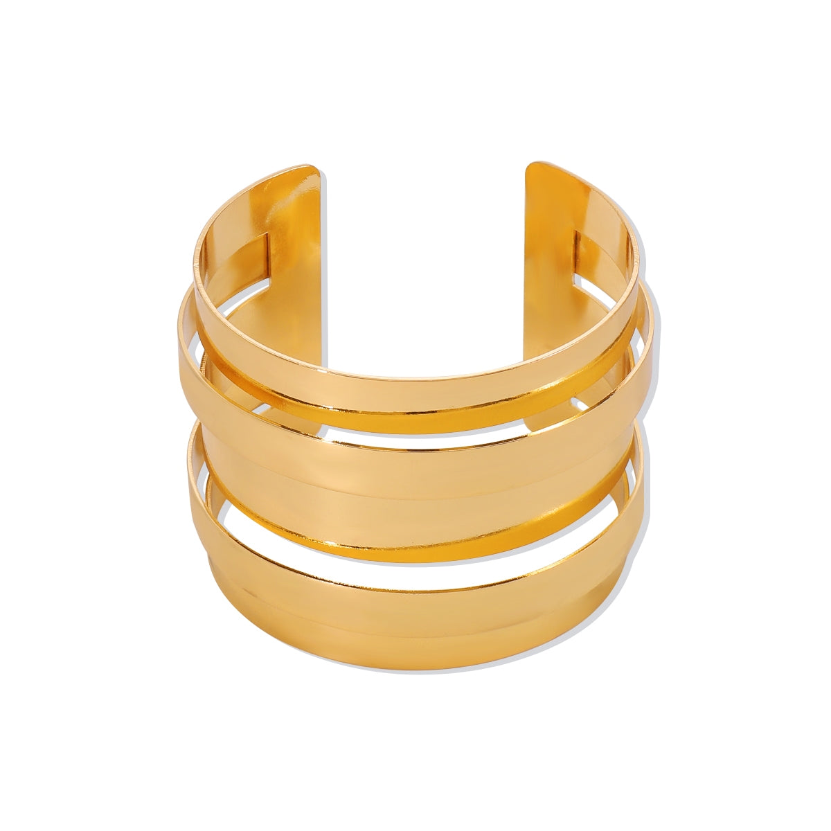 Simple Style Multi-Layered Metal Open Cuff Bracelet for Women