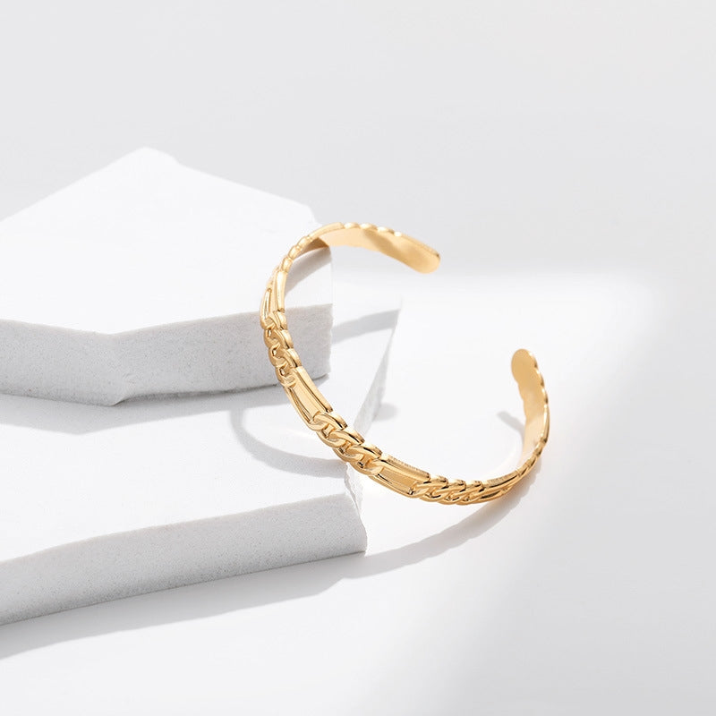 Simple Style Gold Plated Brass Open Bangle Bracelet