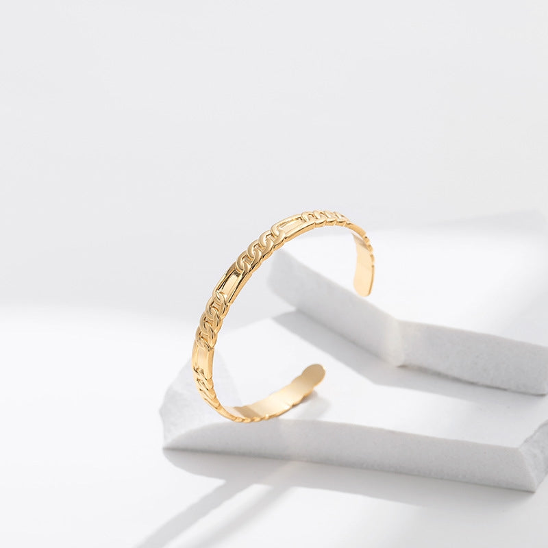 Simple Style Gold Plated Brass Open Bangle Bracelet