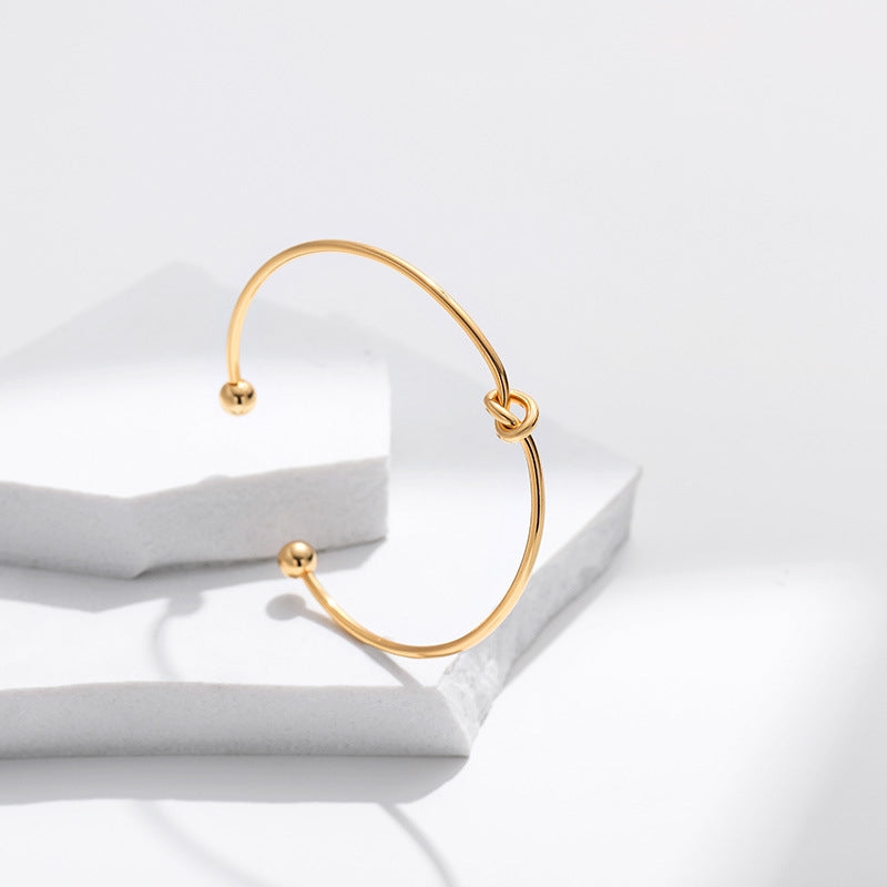 Minimalist Gold Plated Heart Design Bangle with Zirconia