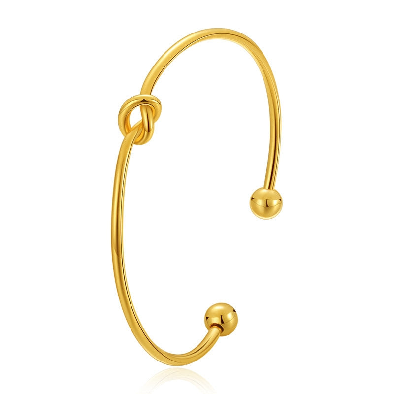 Minimalist Gold Plated Heart Design Bangle with Zirconia