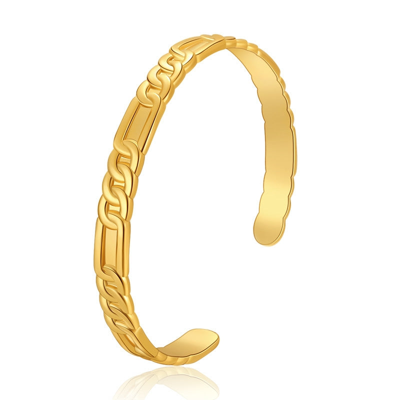 Simple Style Gold Plated Brass Open Bangle Bracelet