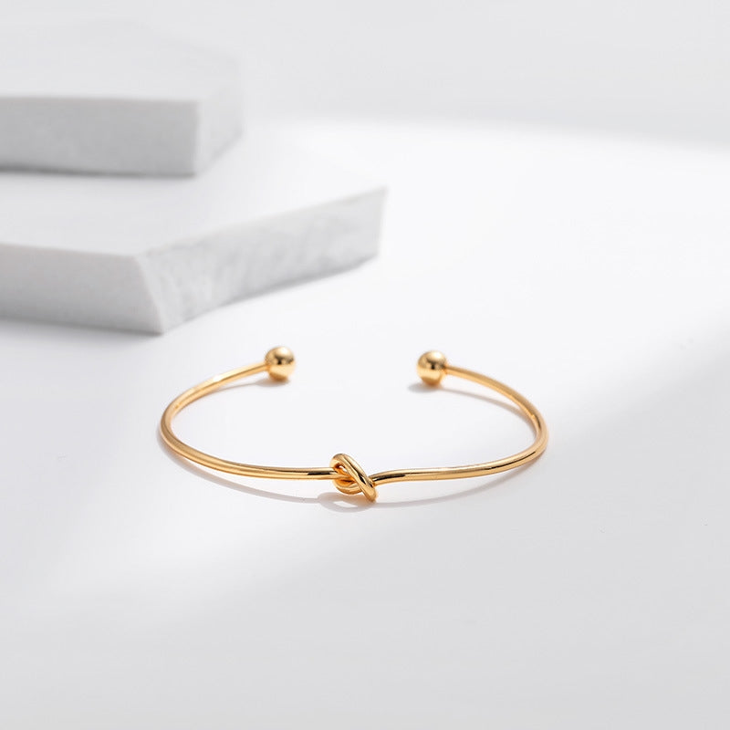 Minimalist Gold Plated Heart Design Bangle with Zirconia