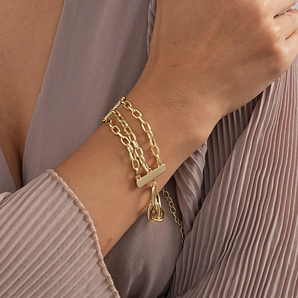 Simple Style Solid Color Metal Layered Chain Women's Bracelet