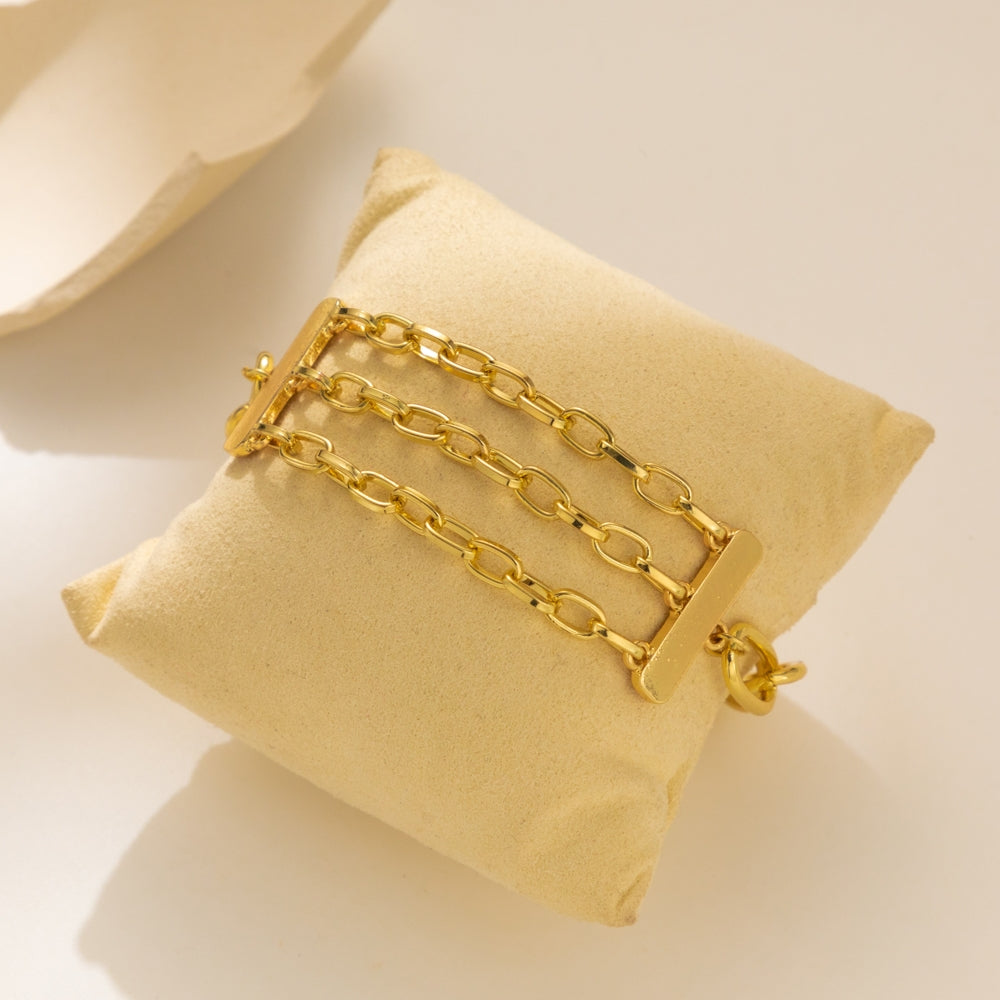 Simple Style Solid Color Metal Layered Chain Women's Bracelet