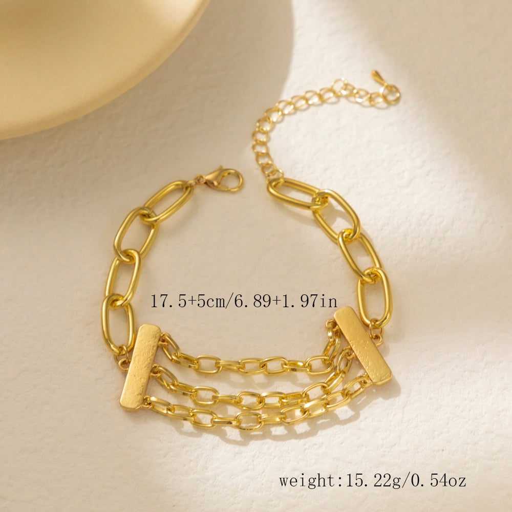 Simple Style Solid Color Metal Layered Chain Women's Bracelet