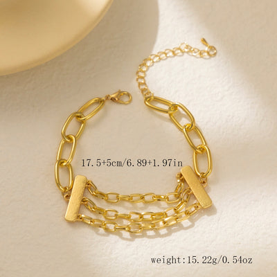 Simple Style Solid Color Metal Layered Chain Women's Bracelet