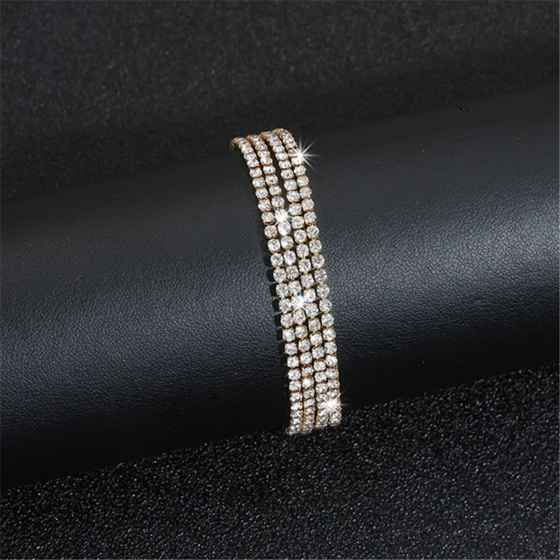 Elegant Rhinestone Gold Plated Women's Anklet