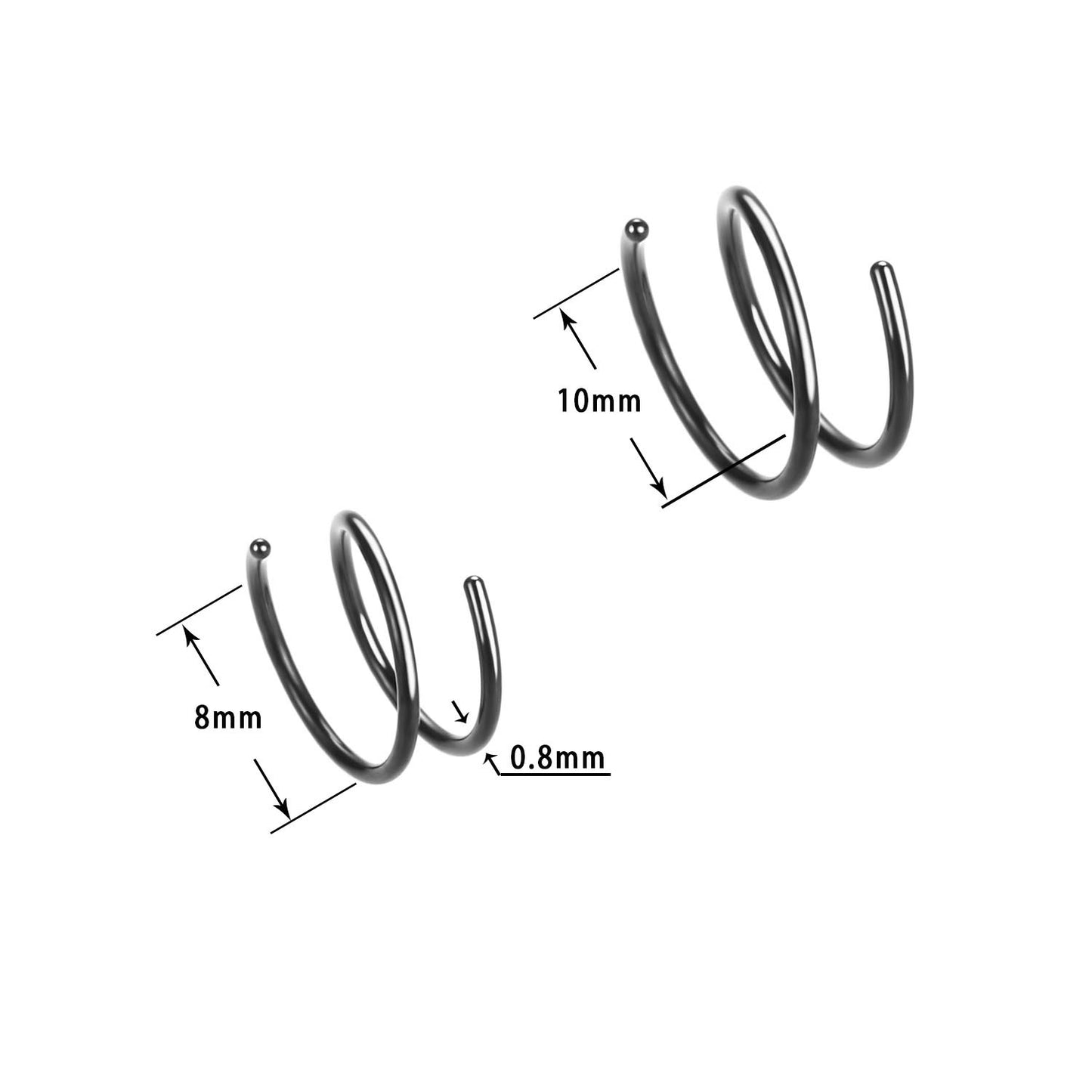 Simple Style Stainless Steel Double Nose and Lip Ring Piercing Jewelry