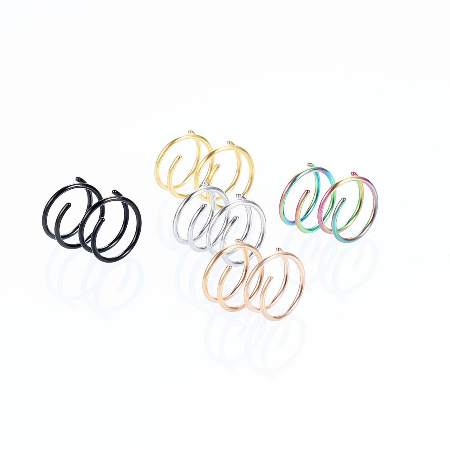 Simple Style Stainless Steel Double Nose and Lip Ring Piercing Jewelry