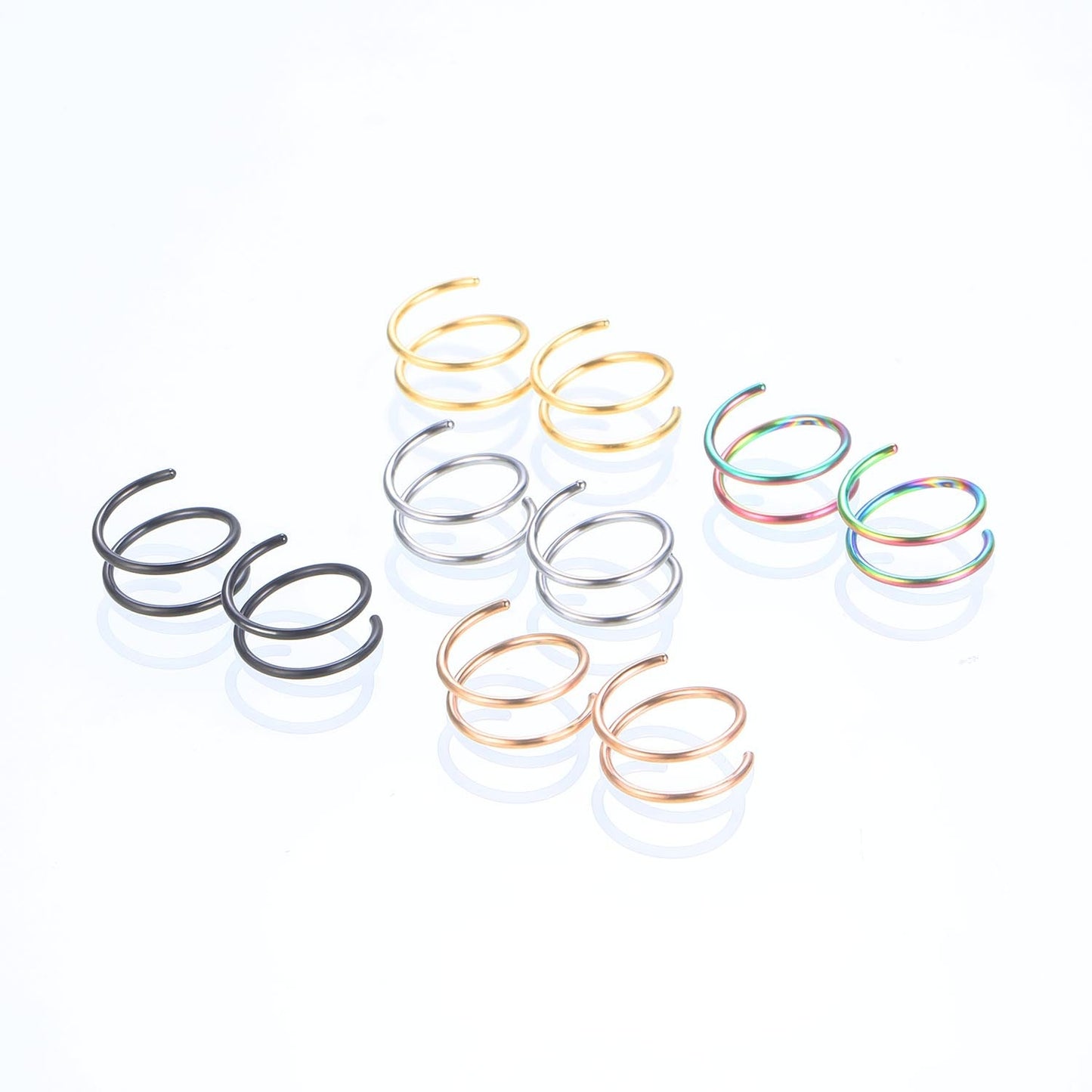 Simple Style Stainless Steel Double Nose and Lip Ring Piercing Jewelry