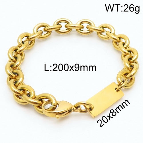 18K Gold Plated Titanium Steel Men's Bracelet and Customizable Stainless Steel Necklace Set