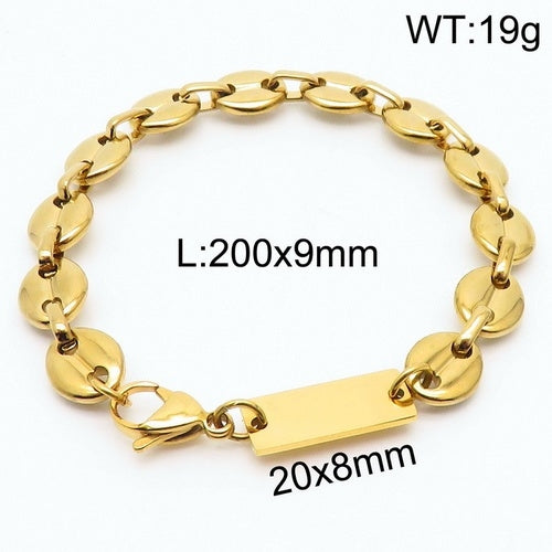 18K Gold Plated Titanium Steel Men's Bracelet and Necklace Set