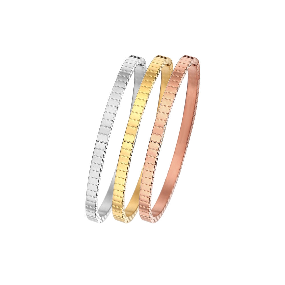 Simple Square Design Titanium Steel Bangle Bracelet - Hypoallergenic Stainless Steel Jewelry