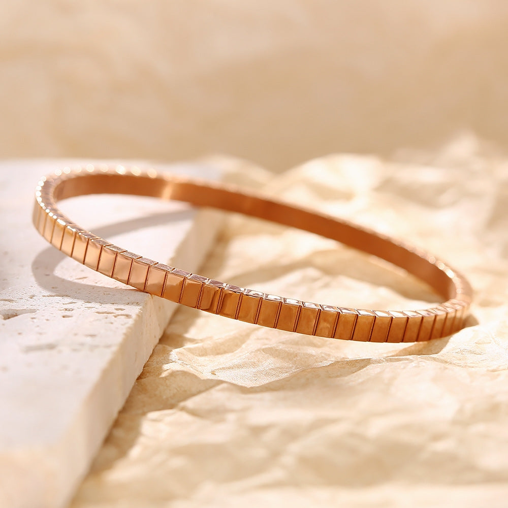Simple Square Design Titanium Steel Bangle Bracelet - Hypoallergenic Stainless Steel Jewelry