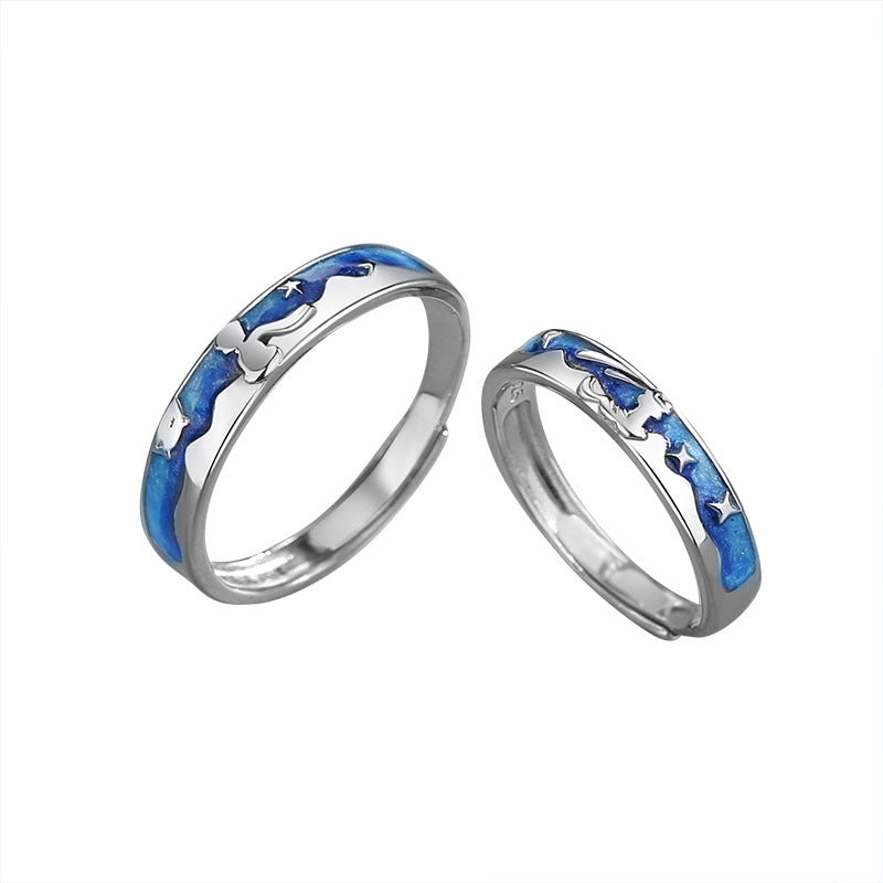 Simple Style Star Copper Epoxy Rings - Little Prince and Fox Couple Rings