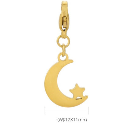 Star Moon Stainless Steel Cartoon Angel Ghost Lightning Pendant DIY Jewelry Accessories